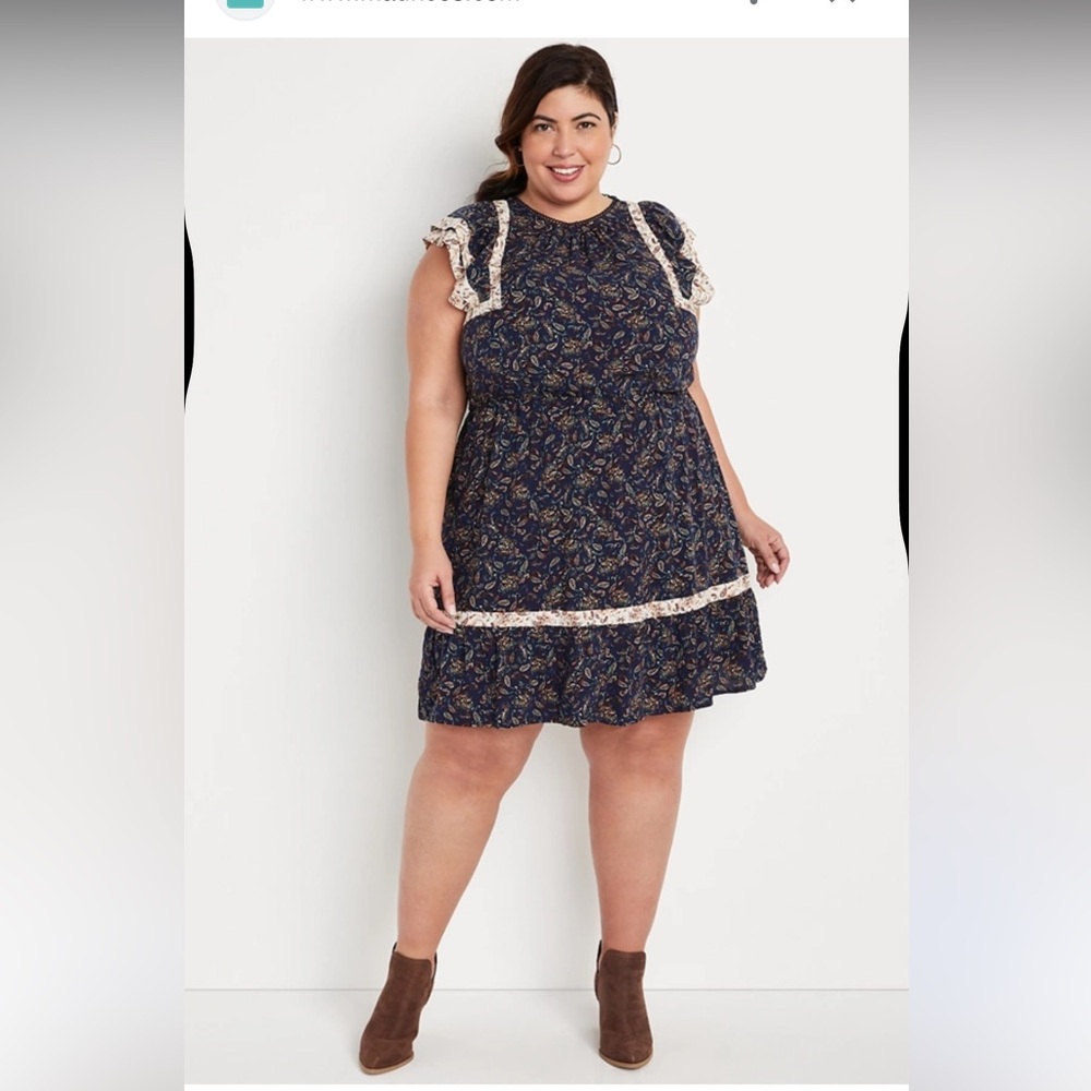 Maurices Plus Size Blue Paisley Mini Dress size X1